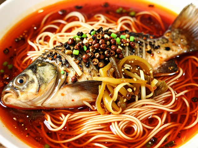 揭秘宜宾鲫鱼酸辣面，专用辅料搭配花椒，泡菜酸香清爽