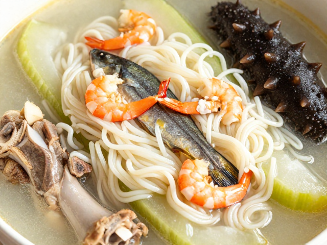 深海鱼虾米烧冬瓜食谱，猪骨汤底提鲜，大连海参泡发后冷藏
