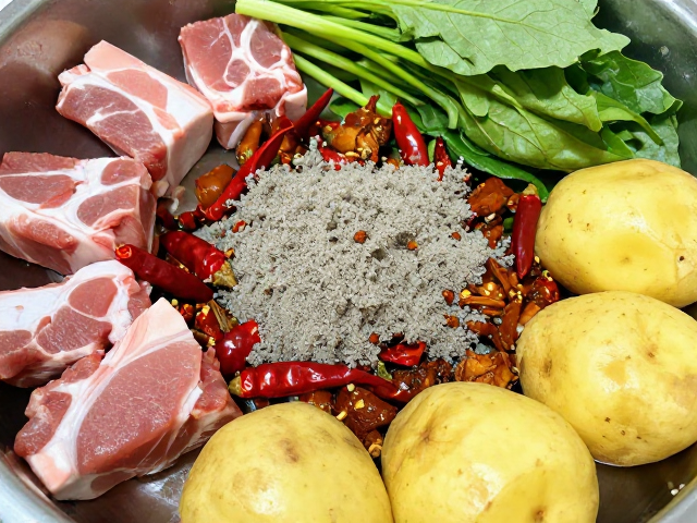 辣子鸡食材准备，猪肉香料防潮、叶菜土豆豌豆粉泡发处理全解