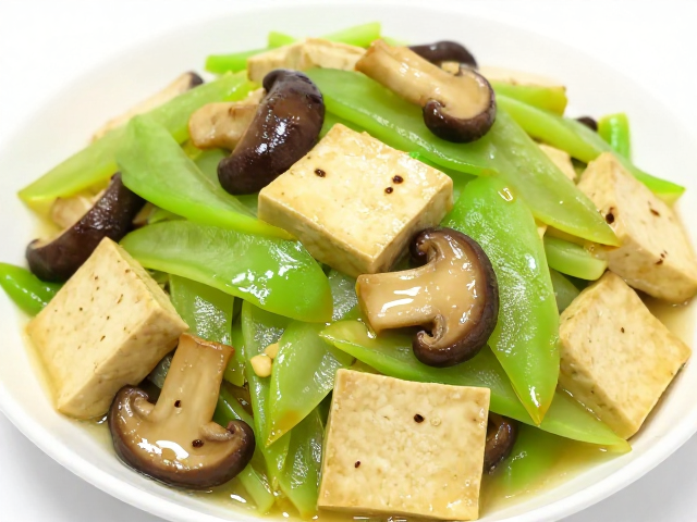 香菇莴笋炒豆腐，掌握码味上浆要点，香料防潮保嫩滑