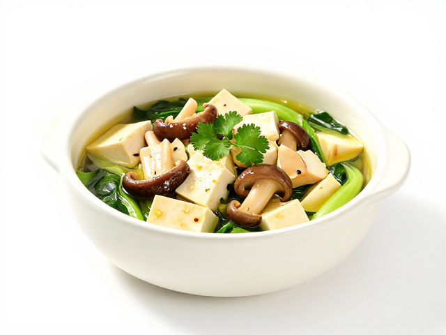 儿童控糖川菜，菌菇豆腐煲，绿叶菜，少油少钠低脂食谱