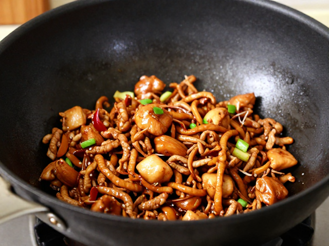 宫保鸡丁入门版，炒勺掌控火候，肉丝细长入味不柴