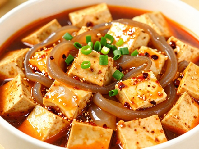 魔芋版麻婆豆腐的制作细节