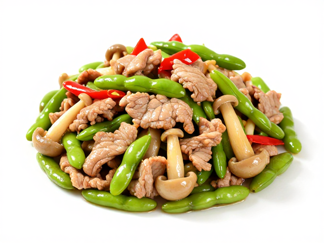 平菇豇豆炒杂肉，肉类排酸后更嫩，泡菜提鲜绝配