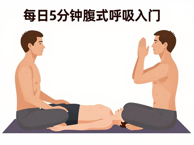 每日5分钟腹式呼吸入门，缓慢呼气收腹，提升呼吸觉知