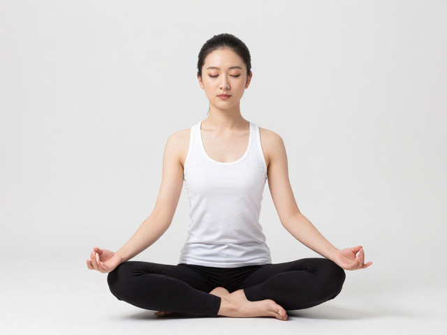 静态体式下的呼吸节奏，缩短长度不追求强声，放松肩颈助冥想