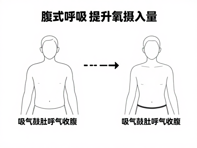 简单腹式呼吸，吸气鼓肚呼气收腹，四六秒节奏法提升氧气摄入量