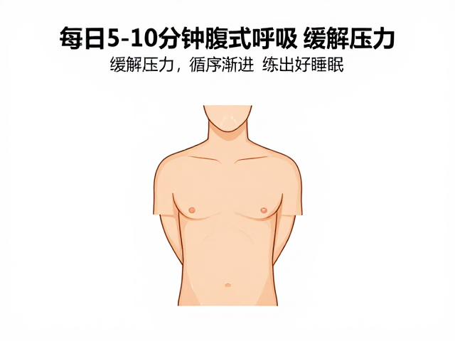 每日5-10分钟腹式呼吸，缓解压力，循序渐进练出好睡眠