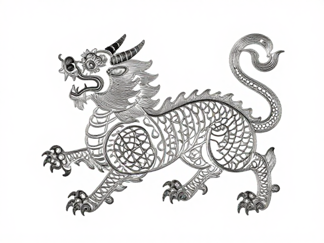 盘金针技法指南，银线盘绣瑞兽纹，传承传统宫廷服饰工艺