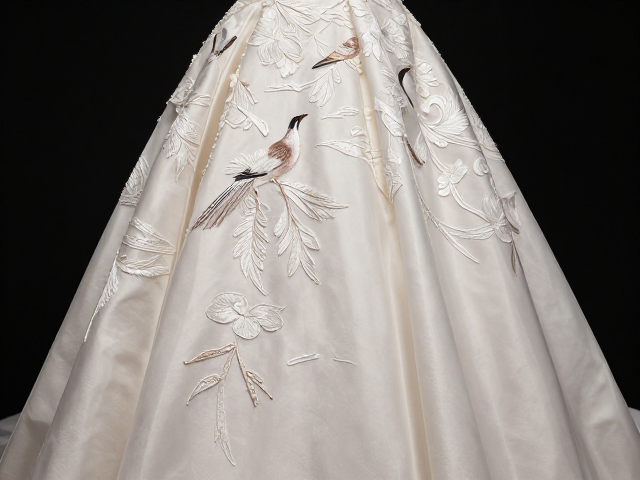 婚纱礼服选购，薄款真丝刺绣鸟兽纹，按复杂度估价