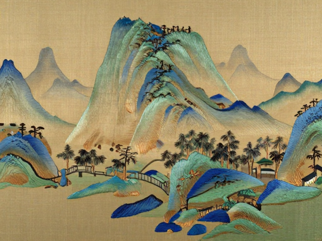 唐宋蜀绣之美，山水挂画与对比鲜明的艺术