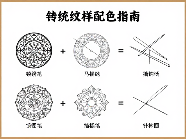 锁绣针法结构与线材搭配的从属关系