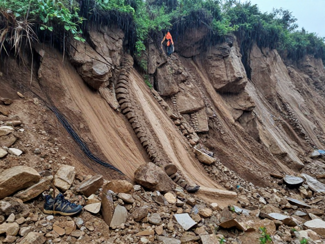 雨季塌方滑坡预警,设置撤退点与防滑登山鞋关键选择