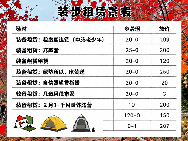装备租赁费用明细与核心物资配置参考