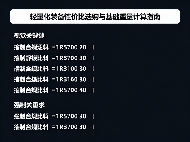 核心装备的性价比筛选逻辑