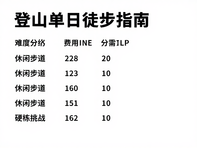 登山爱好者单日徒步指南,难度分级、费用与行程规划