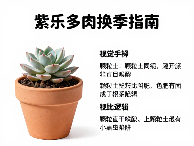 紫乐多肉换季指南，颗粒土配粗陶盆，避开盲目施肥与小黑飞陷阱