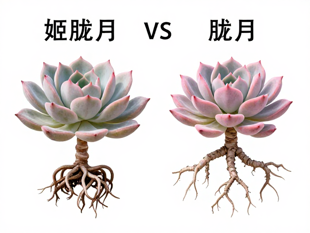 姬胧月vs胧月，看根系冠幅与粉霜，一眼分清风车草属多肉