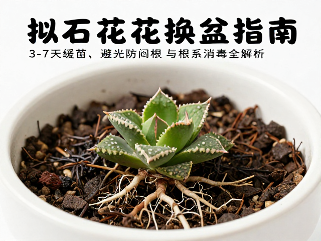拟石莲花换盆指南，3-7天缓苗、避光防闷根与根系消毒全解析