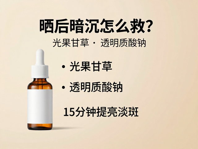 晒后暗沉怎么救?光果甘草,透明质酸钠,15分钟提亮淡斑