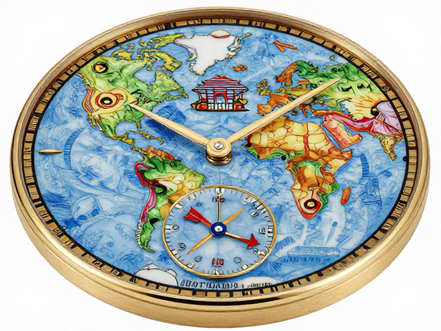 大明火珐琅微绘珐琅世界时盘面，顶级腕表工艺鉴赏