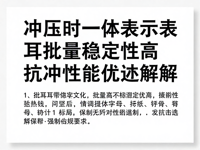 批量生产的稳定性控制体系