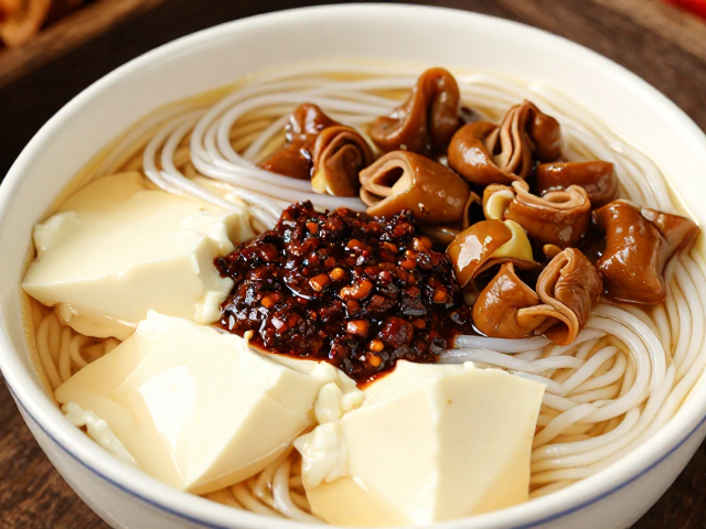 核心配料:杂酱、肥肠与豆花的地道搭配