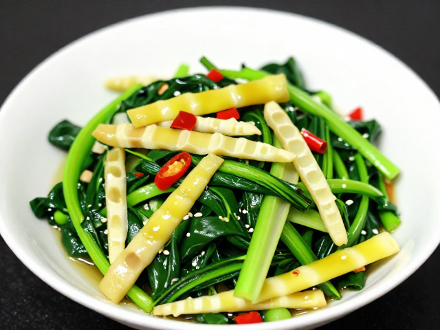 油麦菜炒春笋的时令鲜味