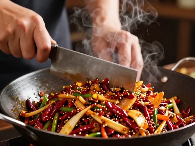 麻辣炒制的火候掌控与调味层次