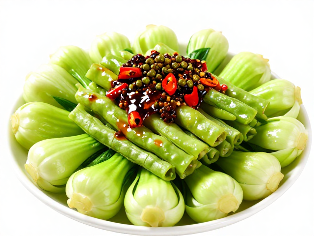 小白菜炒四季豆加豆瓣酱花椒辣椒，鲜香入味超下饭