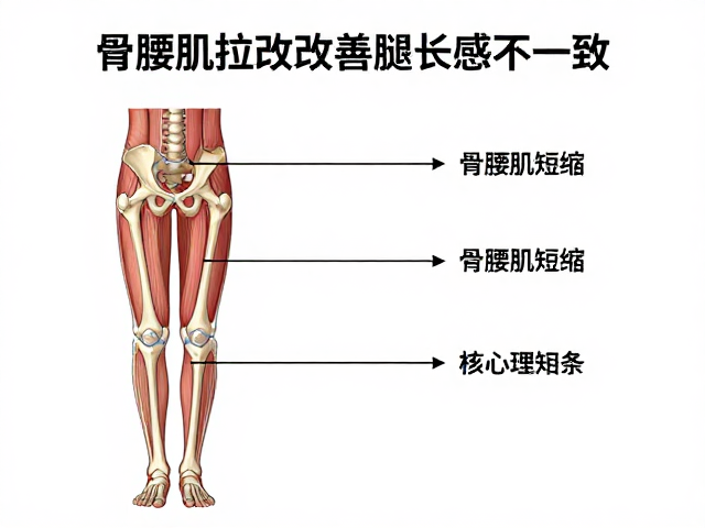 骨盆矫正教学，髂腰肌拉伸改善腿长感不一致，附核心要点