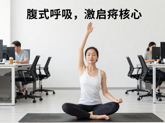 上班族瑜伽排课，腹式呼吸激活核心，缓解久坐疲劳