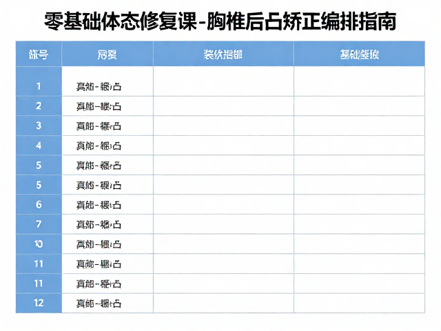 零基础体态修复课，胸椎后凸矫正完整排课编排指南