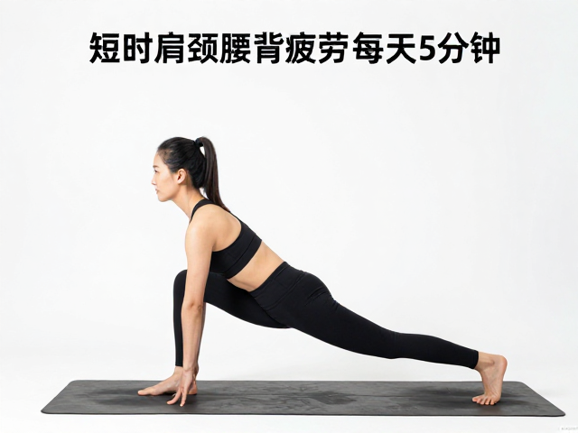短时高效瑜伽塑形，低弓步缓解肩颈腰背疲劳，每天5分钟