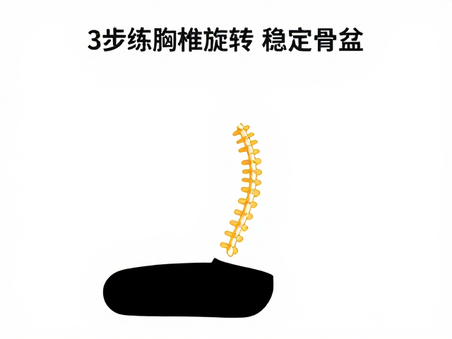 久坐腰僵？3步练胸椎旋转，稳定骨盆，缓解腰部僵硬疼痛