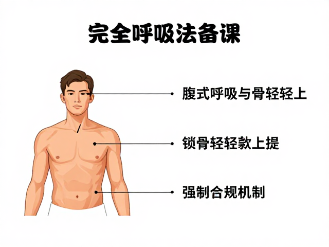 完全呼吸法备课，腹式呼吸与锁骨轻微上提要点详解