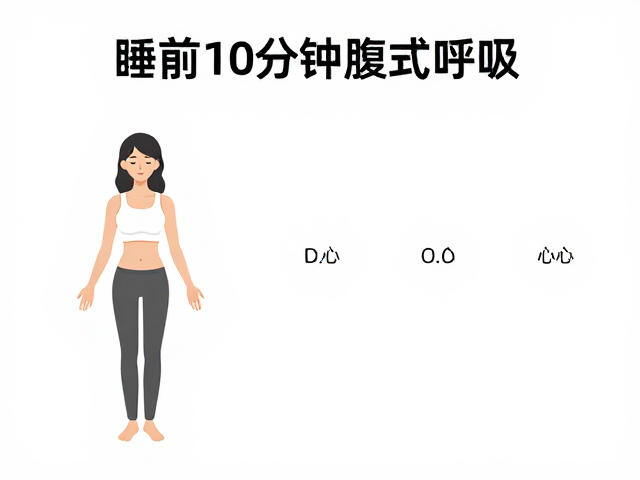 睡前10分钟腹式呼吸，放松身心，避免用力过猛，随时随地练习