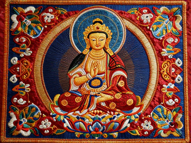 垫绣缠针技法解析，打造高质感宗教装饰图案的艺术指南