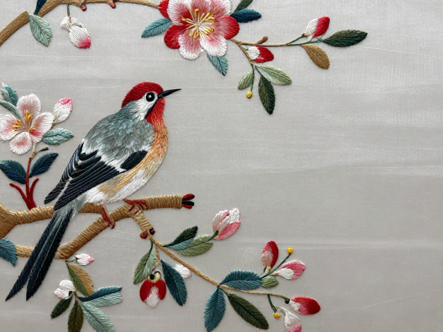 层层戗叠技法，花鸟绣装饰画成品赏析，戗针绣的艺术魅力