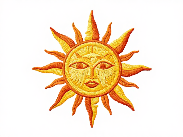 图腾刺绣挂幅纹样定稿，太阳纹配色方案详解