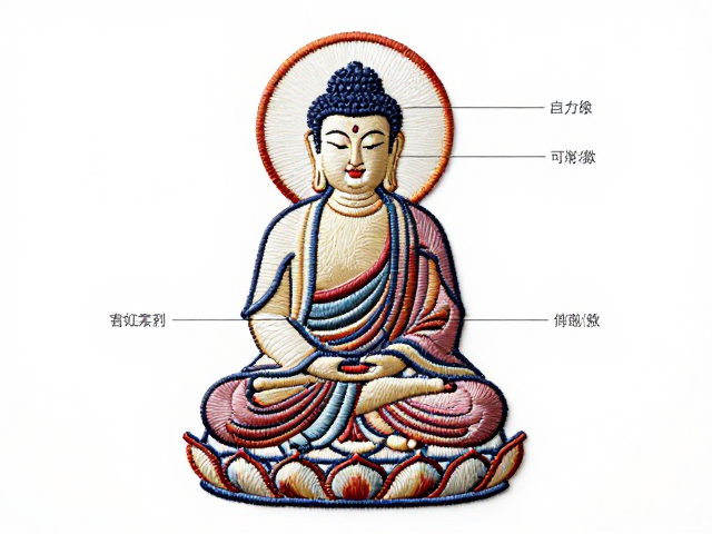 佛像刺绣纹样解析，套针技法如何呈现正面端坐式庄严美感