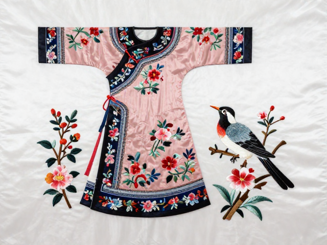 鲁绣民俗花鸟人物绣品与传统服饰绣片定制，精选传统纹样描摹技艺