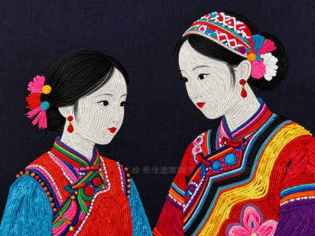 土棉粗线瑶绣，母女口传心授，高对比色彩演绎非遗匠心