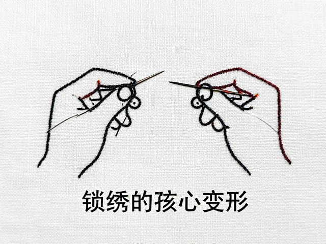 锁绣手工刺绣教程，掌握传统民间针法，避免拉扯导致链式针迹变形