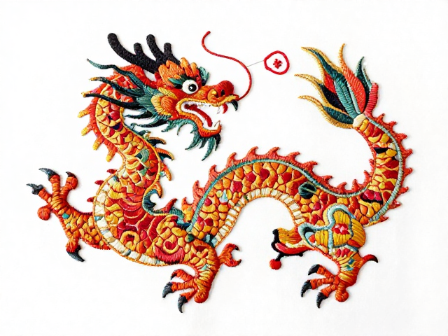 戳纱绣针法图解，龙凤纹民俗色彩浓厚，图解清晰易学