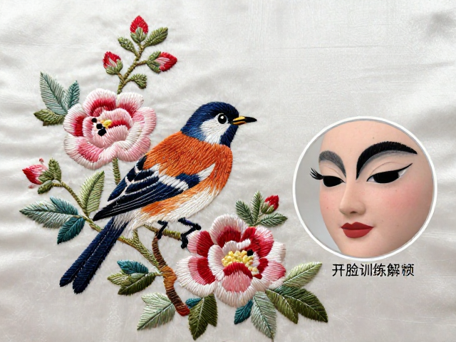 花鸟刺绣挂幅纹样解析，绣线劈丝训练与开脸技法详解