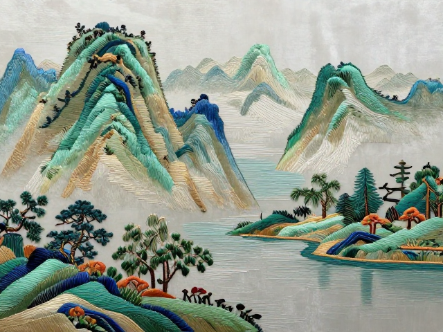 山水刺绣宗教纹样酒店装饰，青山绿水间的东方美学灵感