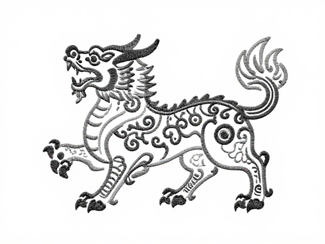 瑞兽刺绣配饰纹样设计，利用描图纸凸显装饰性美感与细节