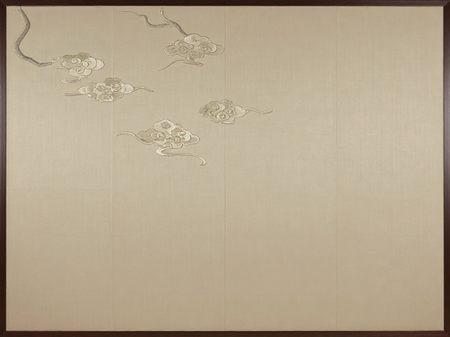 云纹刺绣汉服素色暗纹屏风挂画，国风雅韵装饰灵感