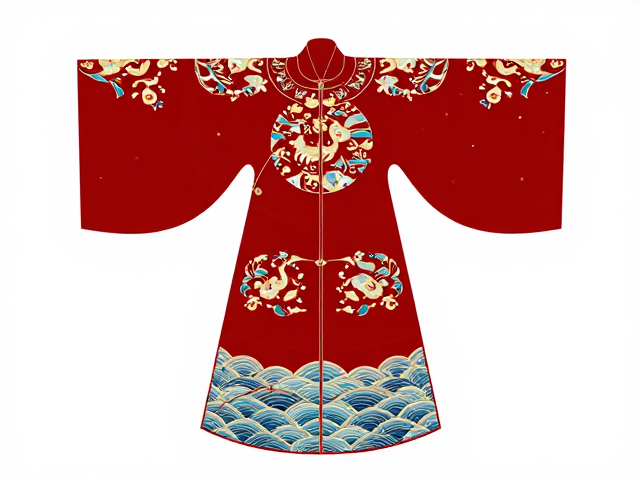 海水江崖纹婚服定制，宫廷刺绣风格矢量图灵感